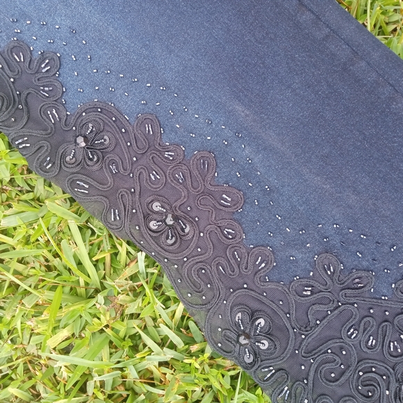 VINTAGE FANCY EMBELLISHED "SASSY THAI" BLUE DENIM JEANS SIZE 16 - Picture 2 of 16